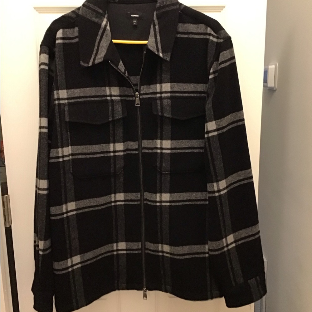 Black and Gray Plaid Men's Jacket
